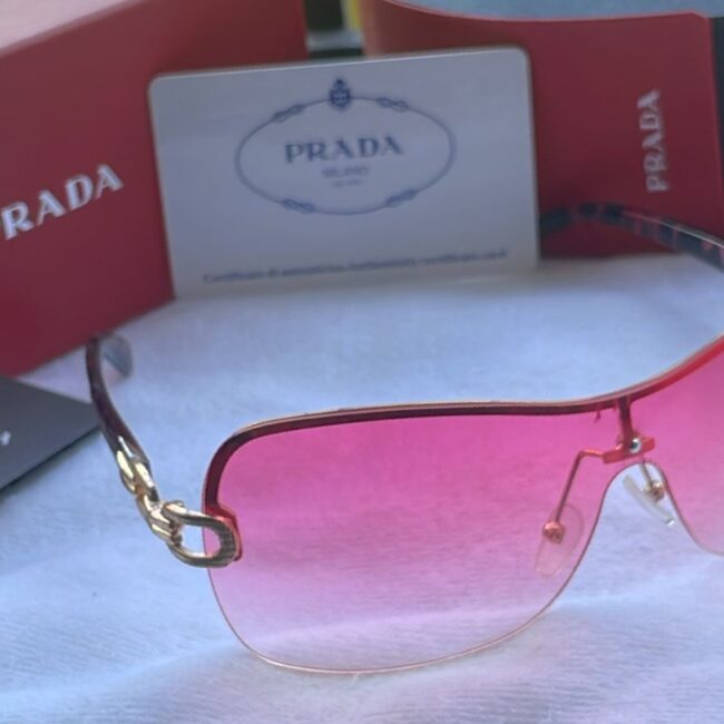 Prada Luxury Oversized Gradient Pink Shield Sunglasses