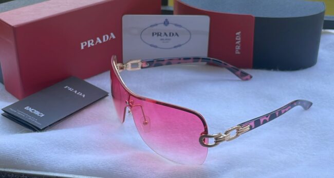 Prada Luxury Oversized Gradient Pink Shield Sunglasses - Image 4