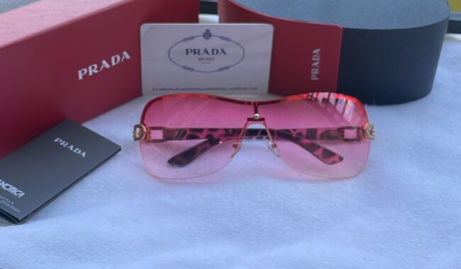 Prada Luxury Oversized Gradient Pink Shield Sunglasses - Image 3