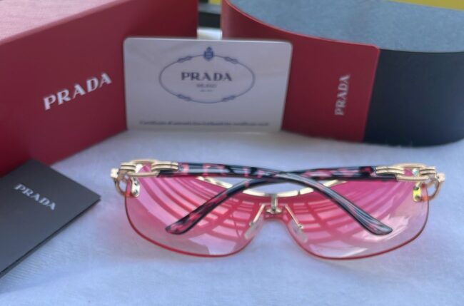 Prada Luxury Oversized Gradient Pink Shield Sunglasses - Image 2