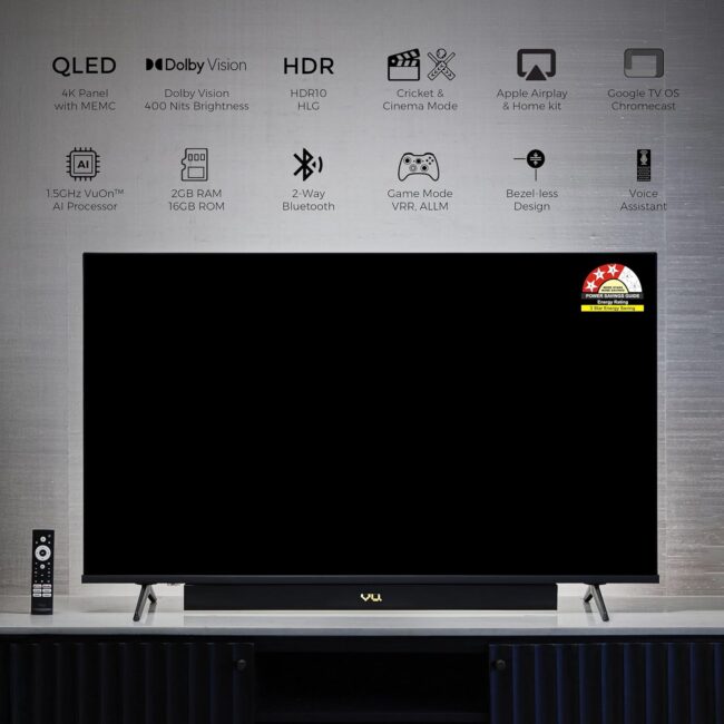 Vu 139cm (65 inches) Vibe Series 4K QLED Smart Google TV 55VIBE-DV - Image 3