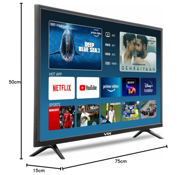 VW 80 cm (32 inches) Frameless Series HD Ready Android Smart LED TV VW32S (Black) - Image 5