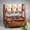Brick Brown® Premium Handcrafted Versatile Wooden Shelf Organizer with Drawer – Multi-Purpose Kitchen Rack, Countertop & Floor Stand Cabinet | Wooden Spice Rack | Kitchen Organizer (18x18x10.7 Inch)