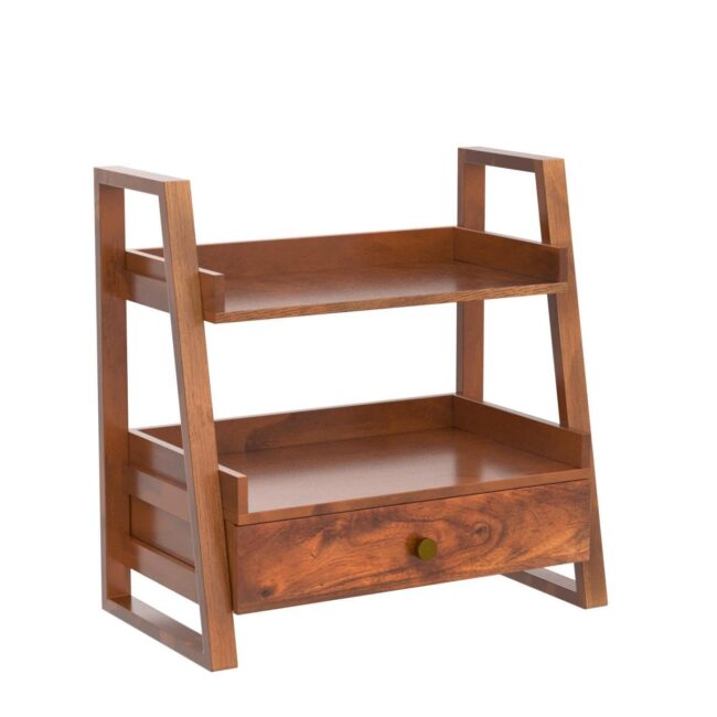 Brick Brown® Premium Handcrafted Versatile Wooden Shelf Organizer with Drawer – Multi-Purpose Kitchen Rack, Countertop & Floor Stand Cabinet | Wooden Spice Rack | Kitchen Organizer (18x18x10.7 Inch) - Image 6