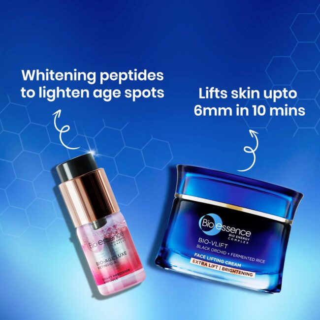 Bioessence Bio-Vlift Face Firming & Tightening cream, anti ageing face moisturizer 45g & Bio-Age Luxe RetinoidA Ampoule serum pack of 2, Retinol++ hydrating actives,20g - Image 4