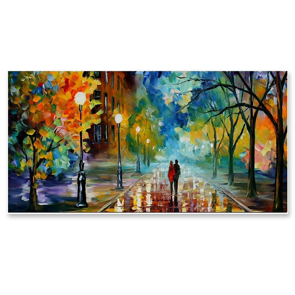 DEKORSTATION Romantic Couple in Nature Canvas Wall Painting with Frame | Nature Paintings for Home Decoration | Romantic Painting for Bedroom | Size: 24x48 Inch (FF_62DS) - Image 2