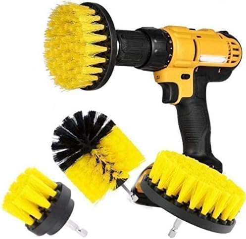 Fidrox Drill Scrubber Brush Cleaning Kit(4pcs)- All Purpose Brush for Bathroom Surfaces, Grout, Floor, Tub, Shower, Tile, Corners, Kitchen, Grill - Fits Most Drills