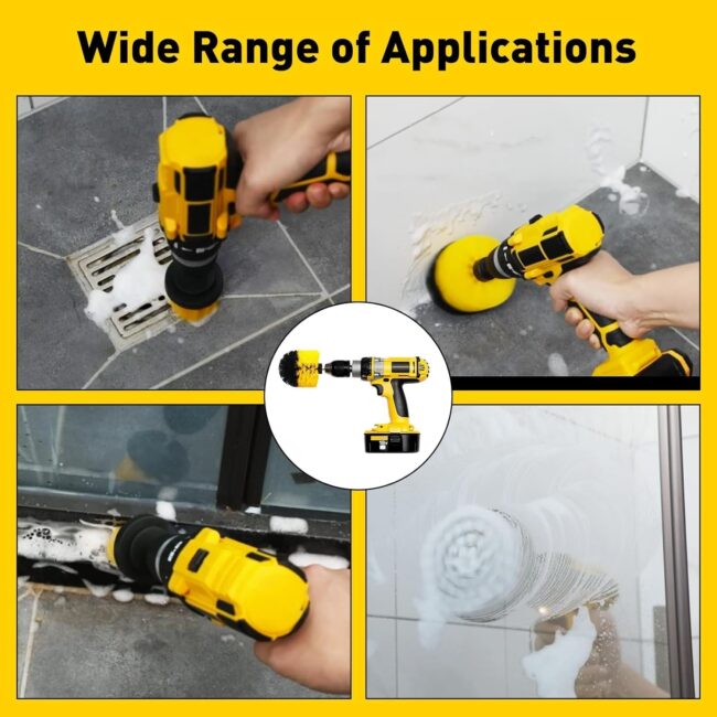 Fidrox Drill Scrubber Brush Cleaning Kit(4pcs)- All Purpose Brush for Bathroom Surfaces, Grout, Floor, Tub, Shower, Tile, Corners, Kitchen, Grill - Fits Most Drills - Image 3