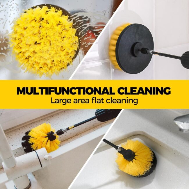 Fidrox Drill Scrubber Brush Cleaning Kit(4pcs)- All Purpose Brush for Bathroom Surfaces, Grout, Floor, Tub, Shower, Tile, Corners, Kitchen, Grill - Fits Most Drills - Image 4