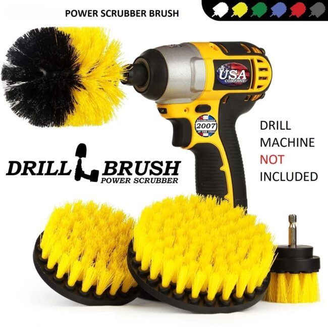 Fidrox Drill Scrubber Brush Cleaning Kit(4pcs)- All Purpose Brush for Bathroom Surfaces, Grout, Floor, Tub, Shower, Tile, Corners, Kitchen, Grill - Fits Most Drills - Image 9