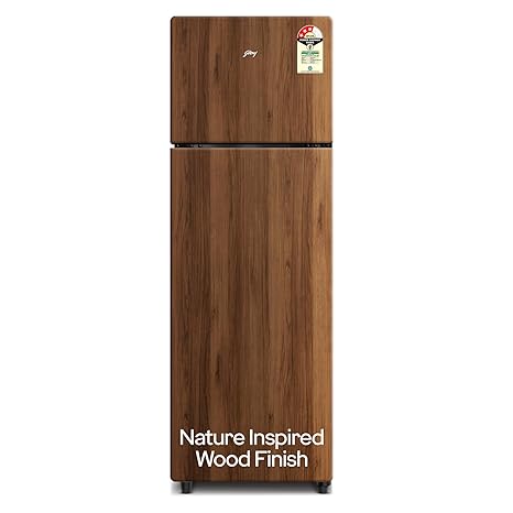 Godrej 244 L 3 Star Wood Finish, 30 Days Farm Freshness, Frost Free Inverter Double Door Refrigerator (RT EONVOGUE 280C RI WT WD, Walnut Wood)