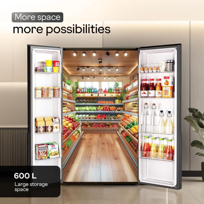 Godrej 600L 3 Star Frost Free Smart Convertible AI Powered 3 Intelligent Modes Toughened Glass Digital Touch Panel Inverter Side By Side Refrigerator(2025 Model,RS EONVELVET 646C RIT SM BL,Storm Blue) - Image 6