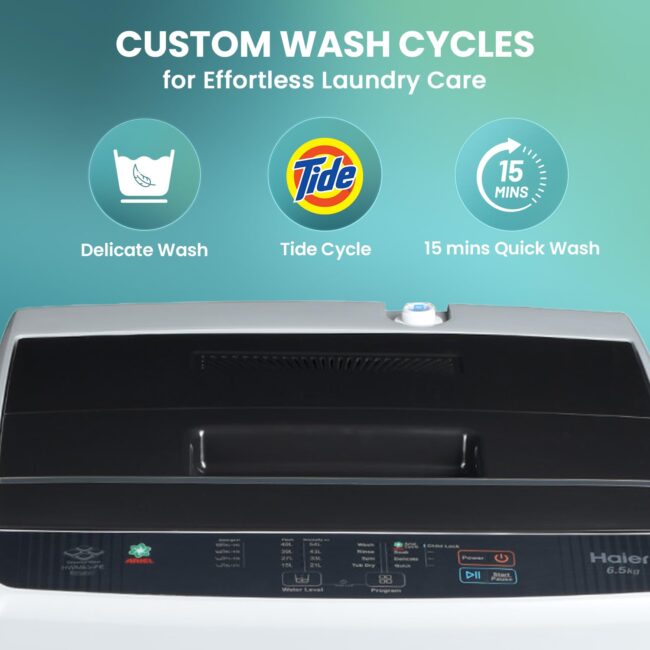 Haier 6 kg 5 Star Oceanus Wave Drum Washing Machine Fully Automatic Top Load (HWM60-AE, Moonlight Silver) - Image 5