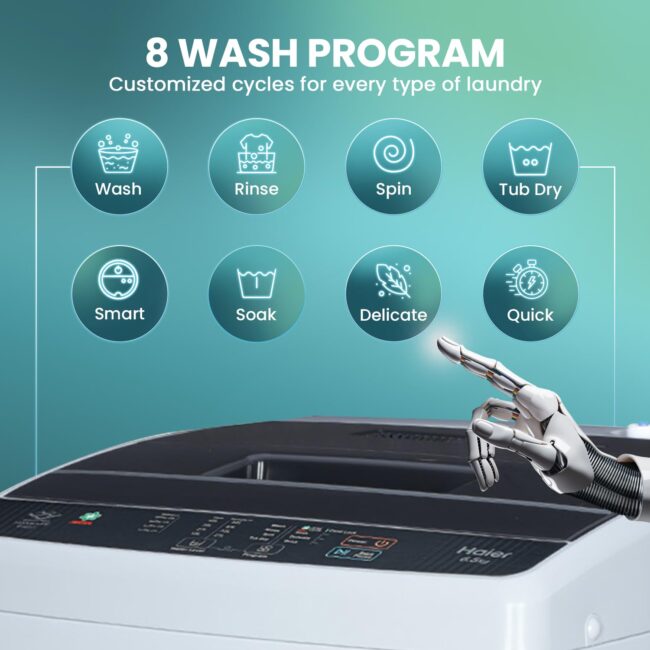 Haier 6 kg 5 Star Oceanus Wave Drum Washing Machine Fully Automatic Top Load (HWM60-AE, Moonlight Silver) - Image 4