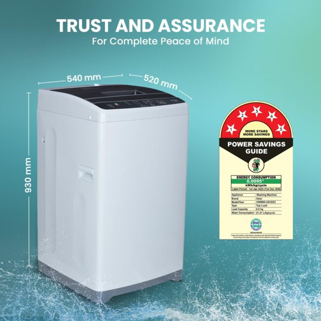 Haier 6 kg 5 Star Oceanus Wave Drum Washing Machine Fully Automatic Top Load (HWM60-AE, Moonlight Silver) - Image 7