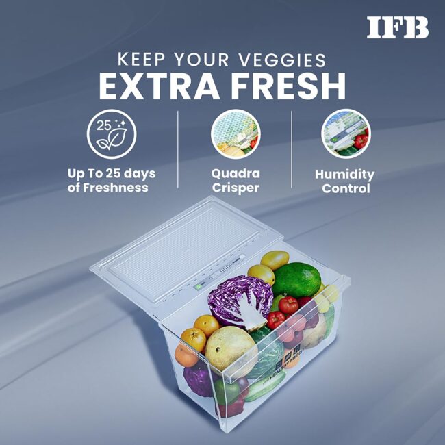 IFB 206L 5 Star Direct Cool Single Door Refrigerator (IFBDC-2325DBSE, Brush Grey, Advanced Inverter Compressor, Extraordinary Storage with Humidity Controller) - Image 6