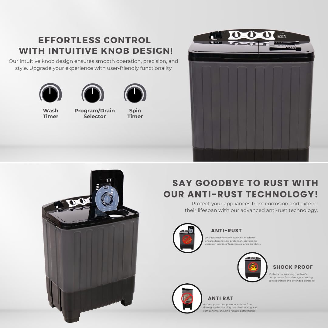 Ionstar 7 Kg Semi Automatic Washing Machine - 5 Star Rated - 2025 - Top Load - Jet Pulsator - Magic Filter - Special Air Dryer - Buzzer - Wheels - Powerful Copper Motor - 1500 RPM (STAR70-AQUA-G) - Image 6