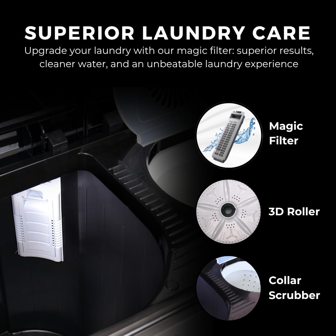 Ionstar 7 Kg Semi Automatic Washing Machine - 5 Star Rated - 2025 - Top Load - Jet Pulsator - Magic Filter - Special Air Dryer - Buzzer - Wheels - Powerful Copper Motor - 1500 RPM (STAR70-AQUA-G) - Image 5