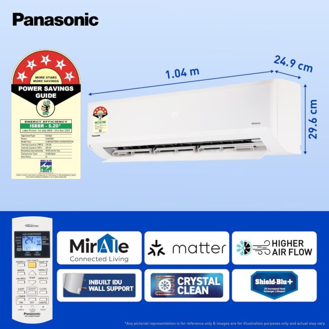 Panasonic 1.5 Ton 3 Star Premium Wi-Fi Inverter Smart Split AC (Matter Enabled, Higher Airflow, Copper Condenser, 7in1 Convertible, True AI, 2-Way, PM 0.1 Filter, CS/CU-SU18AKY3W, White) - Image 7