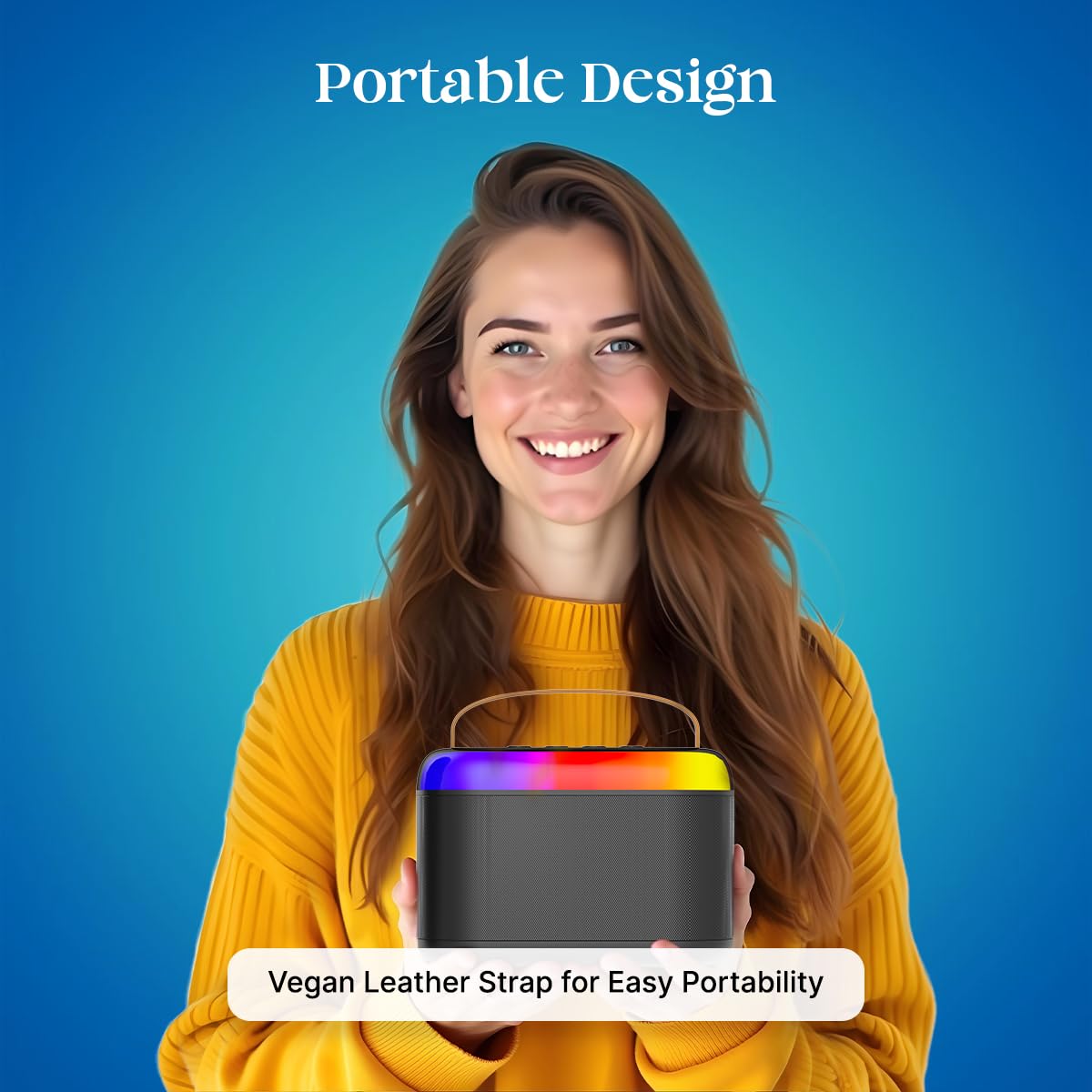 pTron Newly Launched Fusion Joy 20W Bluetooth Speaker with Wireless Karaoke Mic, 6Hrs Playtime, Vivid RGB Lights, Voice Effects, Multi-Play Modes BT5.3/TF Card & Type-C Charging Port (Black) - Image 7