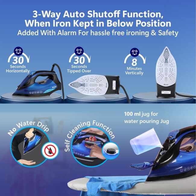Rico 2200 Watts Japanese Technology Steam Iron with Spray | No Burn Guaranteed | Press Iron Clothing with 2 Ways Auto Shut-Off | 2 Year Replacement Warranty SI2110 - Image 5