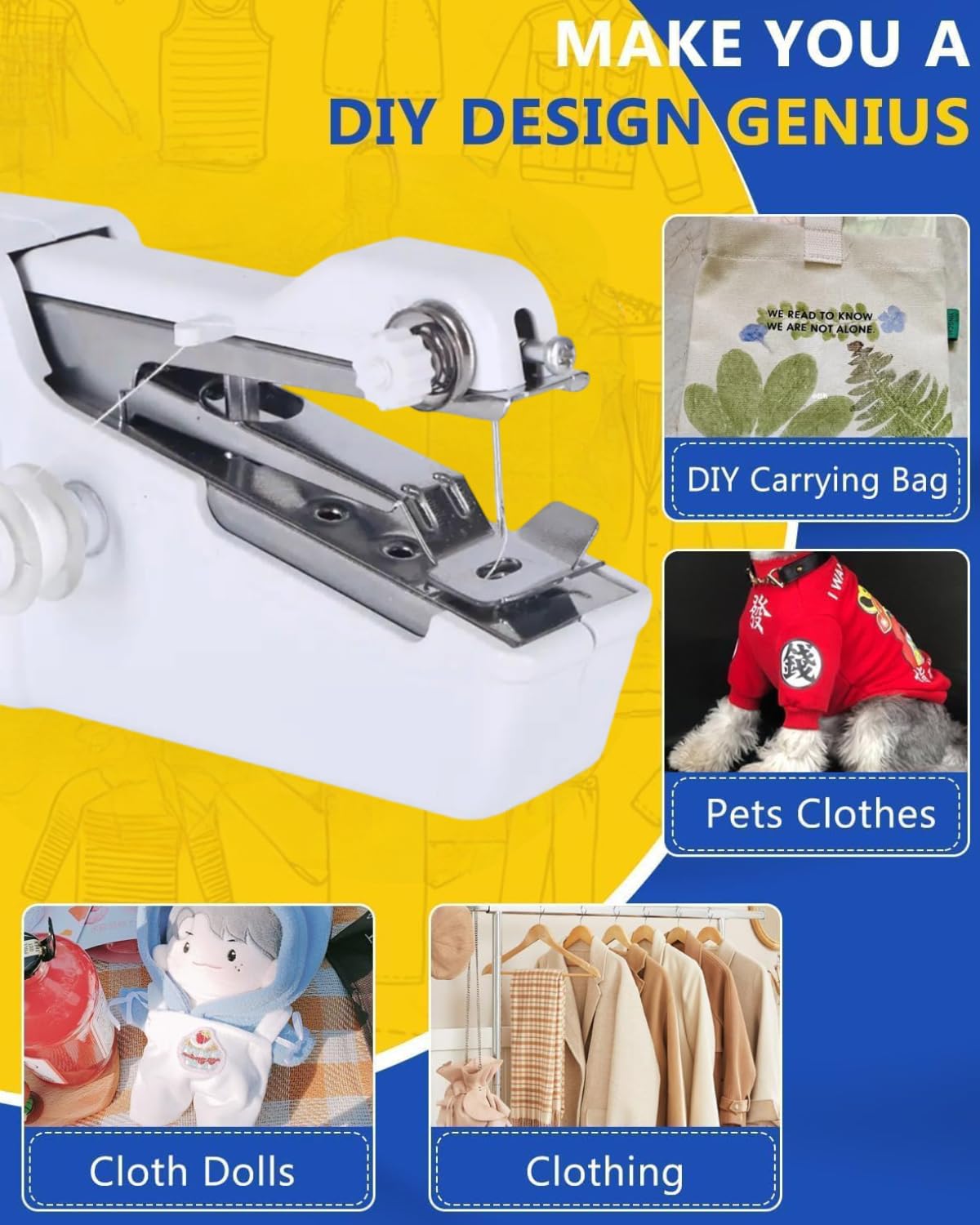 StonSell Electric Handy Stich Machine Stapler Style Portable Hand Sewing Machine For on The Spot Emergency Stiching | Cordless Silai Machine Handheld Manual Tailoring Tool For Home & Travel(A1, White) - Image 2