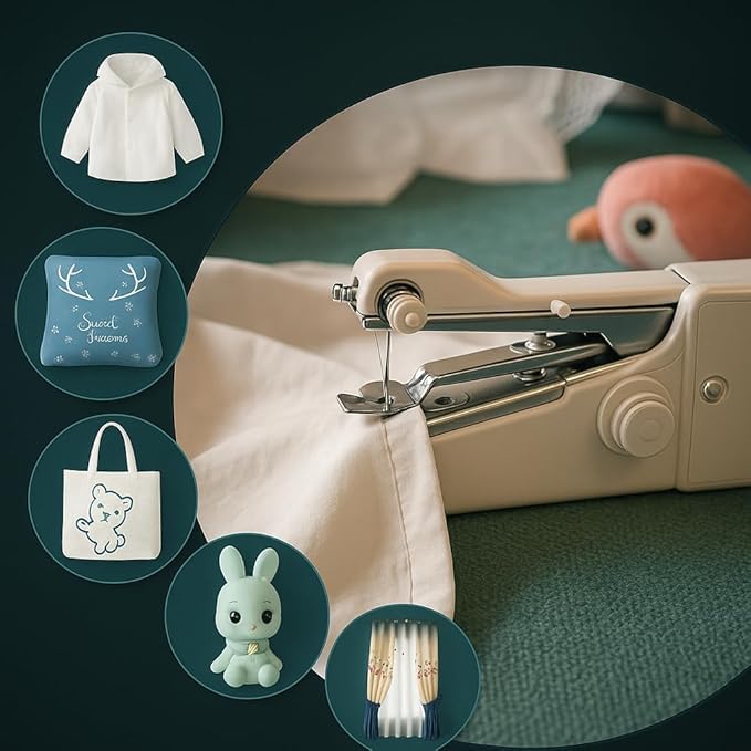 StonSell Electric Handy Stich Machine Stapler Style Portable Hand Sewing Machine For on The Spot Emergency Stiching | Cordless Silai Machine Handheld Manual Tailoring Tool For Home & Travel(A1, White) - Image 3