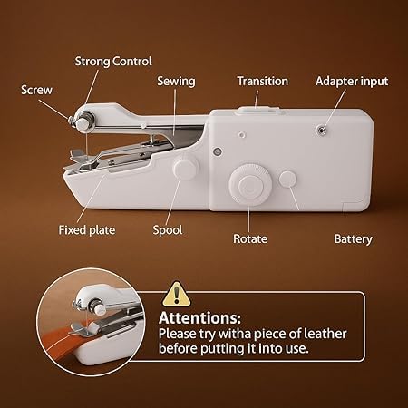StonSell Electric Handy Stich Machine Stapler Style Portable Hand Sewing Machine For on The Spot Emergency Stiching | Cordless Silai Machine Handheld Manual Tailoring Tool For Home & Travel(A1, White) - Image 4