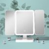 STELLIFEROUS 3X Trifold Makeup Mirror with Adjustable LED Lights | 3 Colour LED USB Rechargeable | Magnifying Vanity Mirror for Home and Beauty Salon (White)