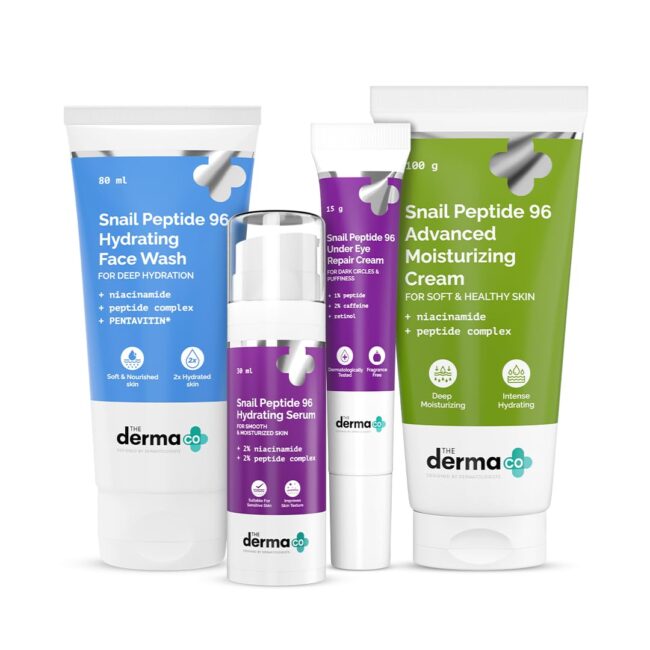 The Derma Co. Snail Peptide 96 Daily Skincare Combo | With Snail Mucin, Niacinamide, Peptide Complex | Intense Hydration | Improves Skin Texture | 24 hrs Moisturization