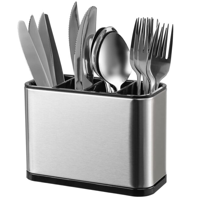 TENOM Stainless Steel Spoon Holder For Dining Table, Spoon Stand For Kitchen Steel, Cutlery Stand, Spoon Organiser For Kitchen, Cutlery Holder For Dining Table, Silver