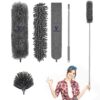 Vasukie Dusters for Home Cleaning – 5 Pcs Fan Cleaning Mop with Long Rod, House Wall Cleaner Stick Products, Extendable Microfibre Dusting Brush Adjustable Handle, Spider Web Ceiling & Cobweb Duster