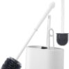 Vasukie Silicone Toilet Brush and Holder Set, with a Extra Crevice Cleaning Brush Deep Cleaning Toilet Bowl Brush for Bathroom Toilet Brushes for Bathroom Wall Mounted Water Drop (4IN1 White)