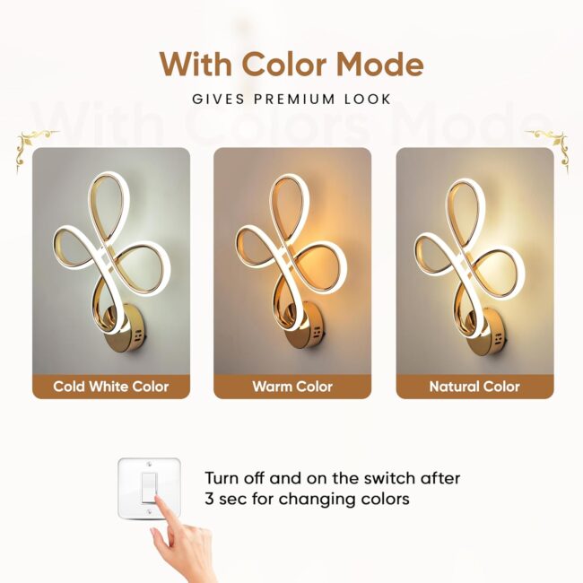 Smartway® - Modern Wall Lamp 3 Light Mode (Warm|Natural & Cold White) Living Room|Home Decoration| Bedside|Bedroom|Decorative Light (Alessia) - Image 3