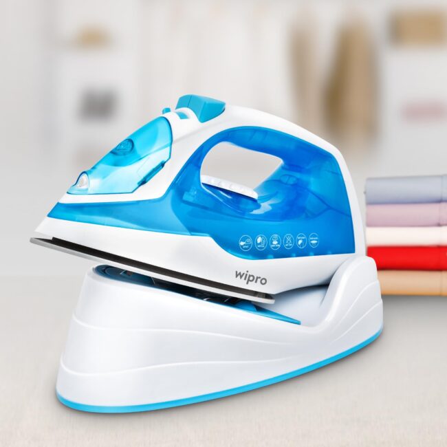 wipro Elato Gs206 2In1 Cord Plus Cordless Steam Iron|Dry&Steam Iron|1250 Watts|Scratch Resistant Ceramic Soleplate|Vertical&Horizontal Steaming|Anti Calc|Anti Drip|Autoclean Tech|2 Years Warranty
